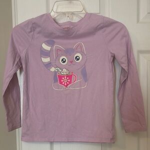 Purple Cat Graphic Kids Long Sleeve Shirt